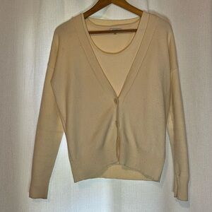 Sioni knit cream cardigan and tank set small